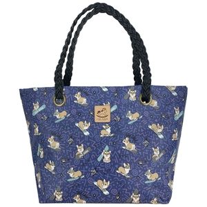 Waterproof Snow Corgi Woven Tote Shoulder Bag